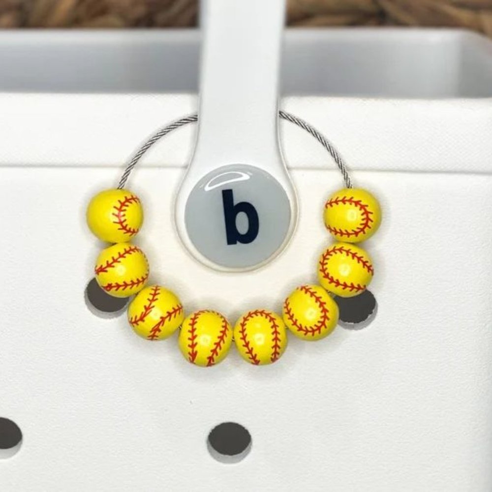 Softball Beaded Sports Bogg Bag Charm Keychain